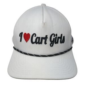 I Heart Cart Girls Snapback Trucker Hat White OS Adjustable Rope Bogey Bros